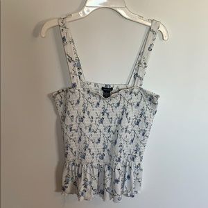 White Tank with Blue Floral